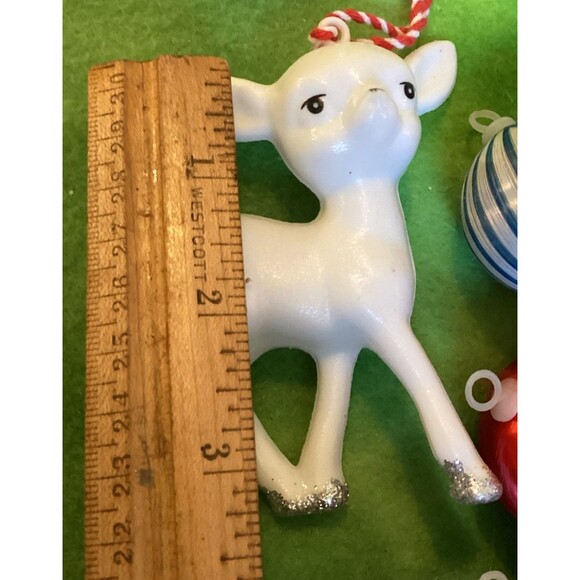 Satin Spun Red & Red Striped Unbreakable 1.5" Christmas Ball Ornaments & Deer - Picture 2 of 10